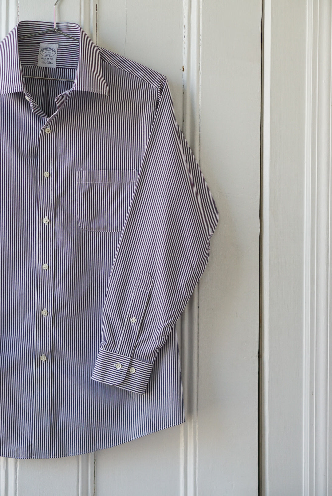 French Navy Striped Classic Cotton Poplin | Size M/L