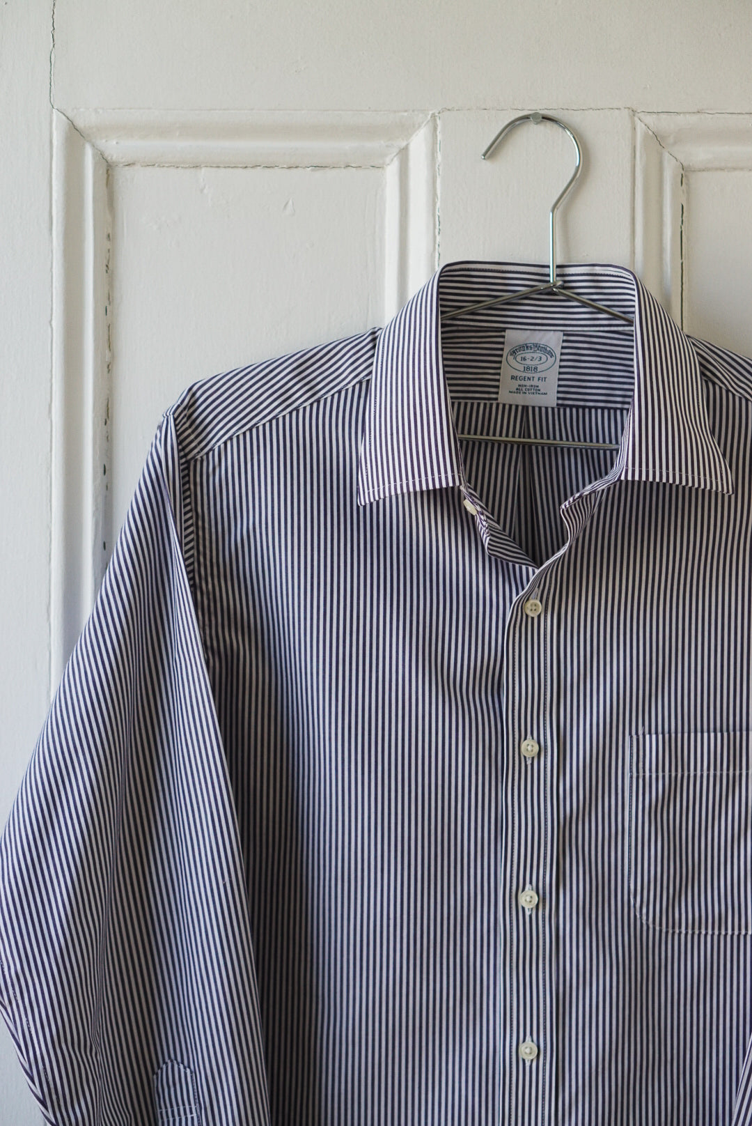 French Navy Striped Classic Cotton Poplin | Size M/L
