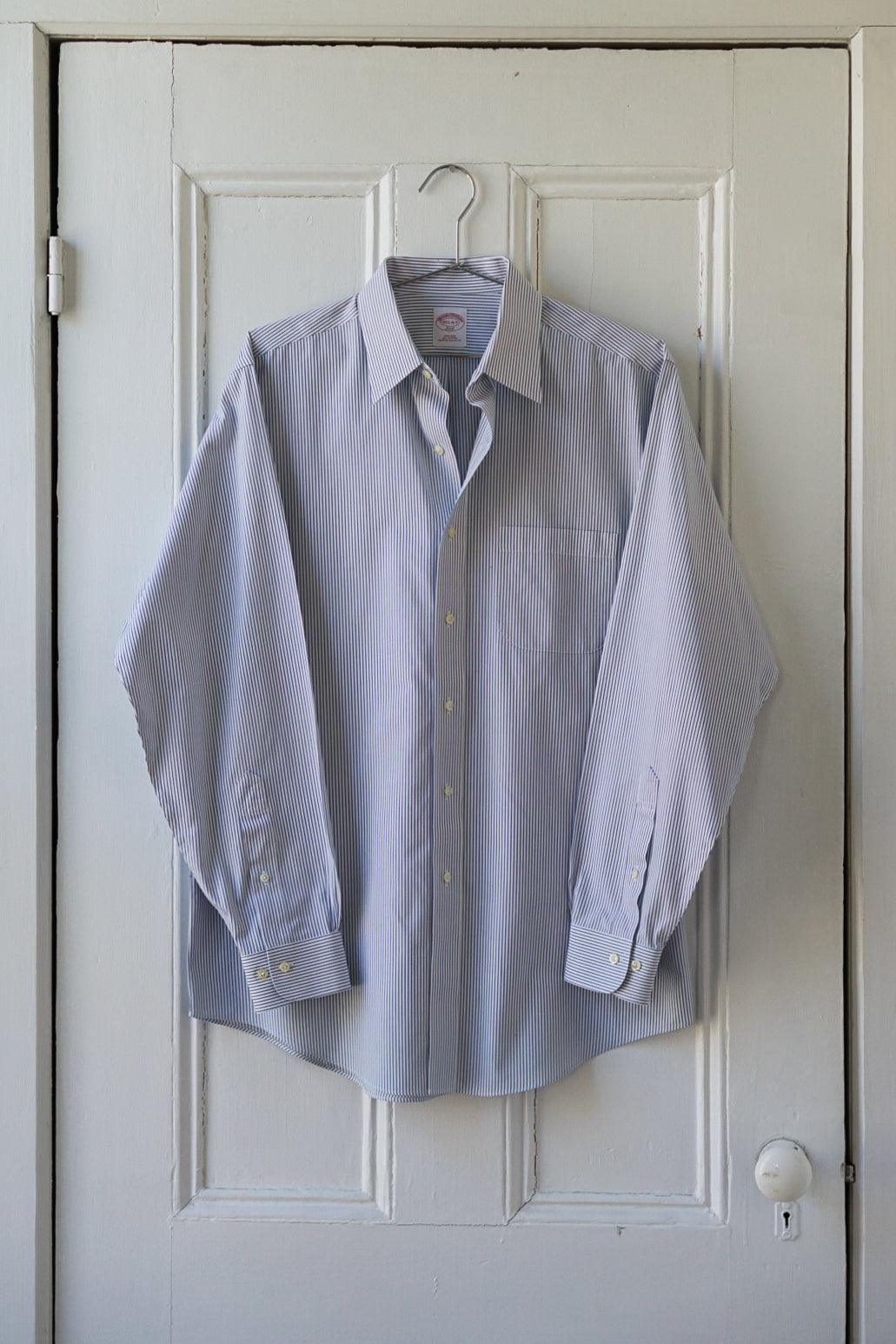 Pale Blue Fine Stripe Classic Cotton Poplin | Size M/L