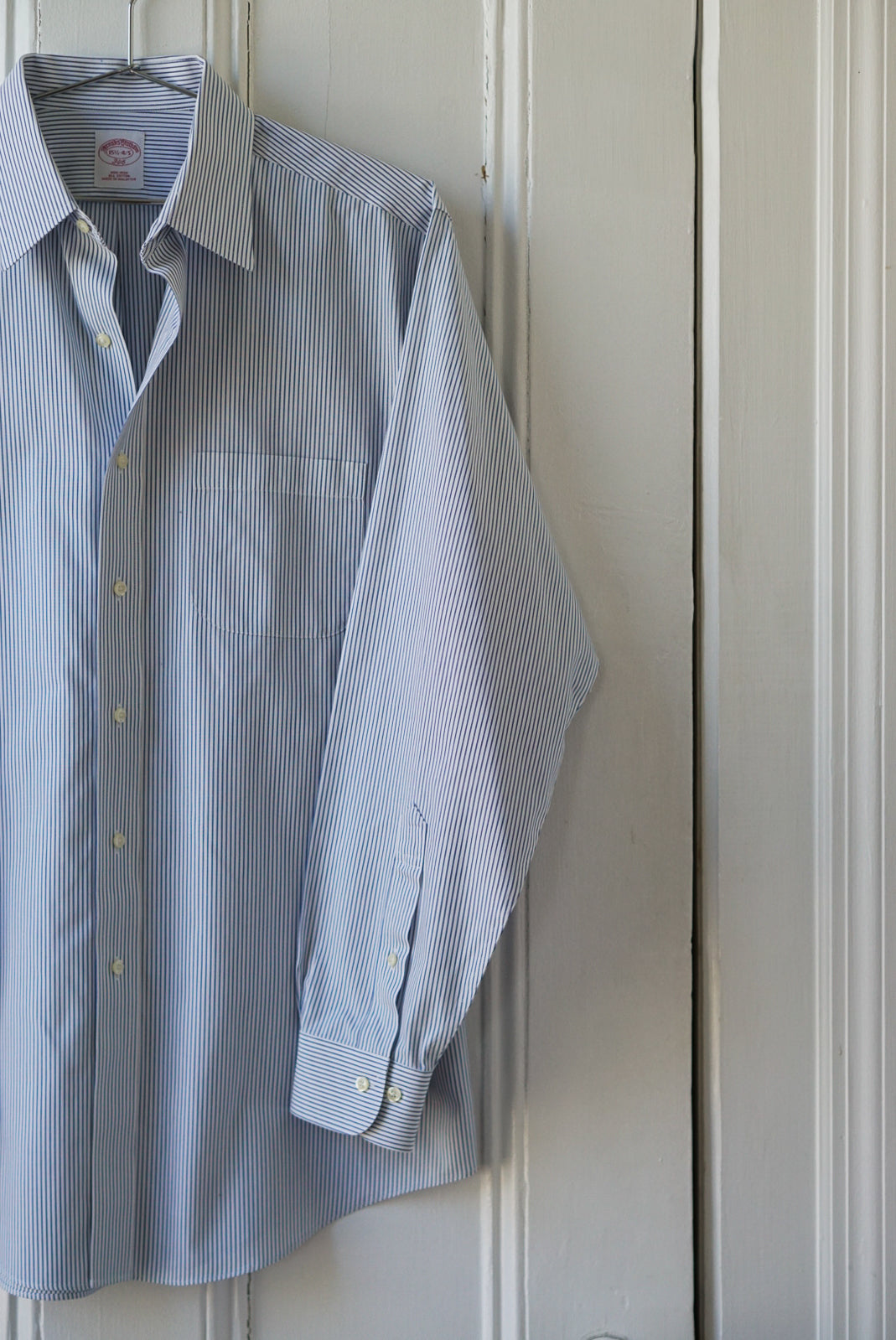 Pale Blue Fine Stripe Classic Cotton Poplin | Size M/L