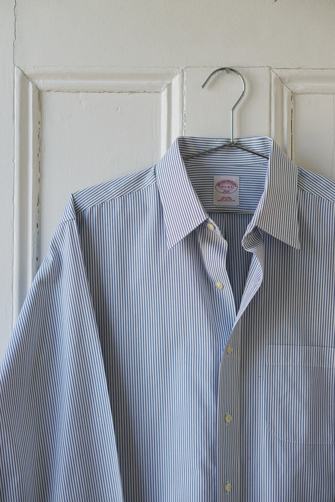 Pale Blue Fine Stripe Classic Cotton Poplin | Size M/L