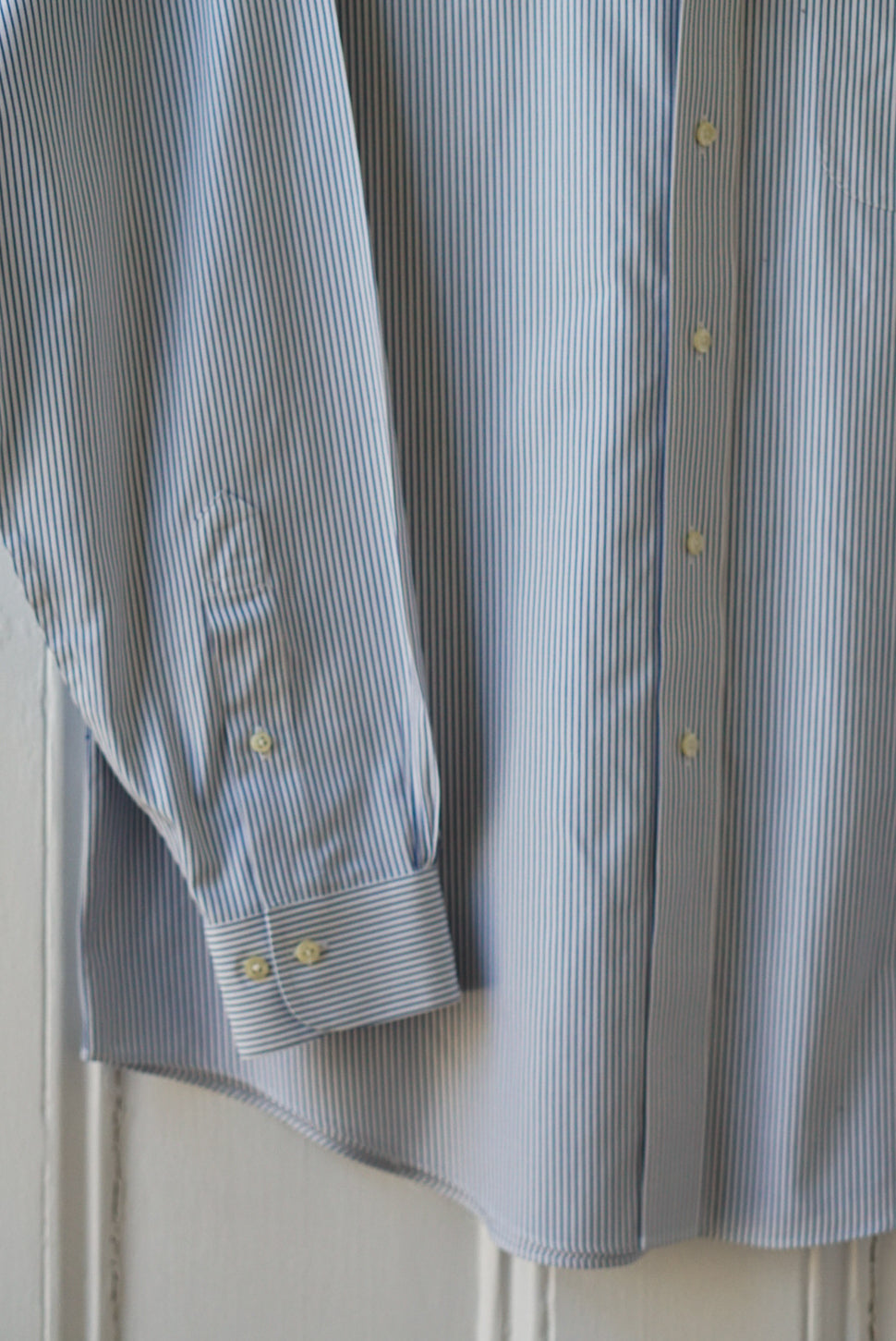Pale Blue Fine Stripe Classic Cotton Poplin | Size M/L