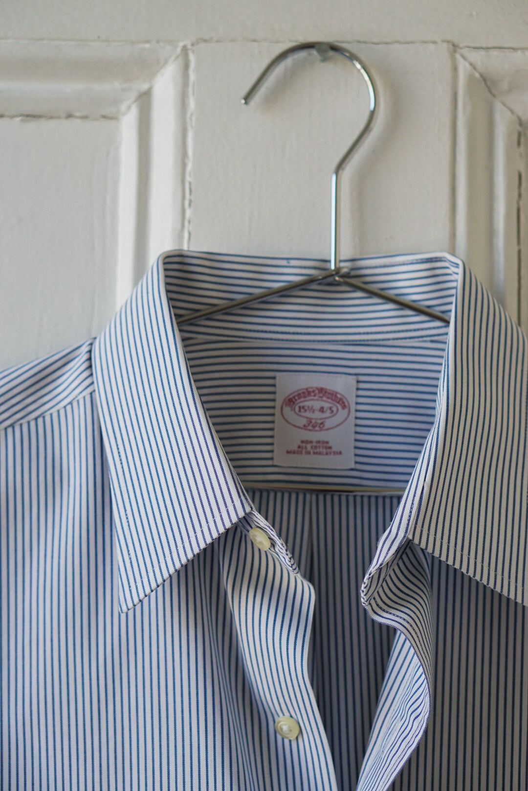 Pale Blue Fine Stripe Classic Cotton Poplin | Size M/L