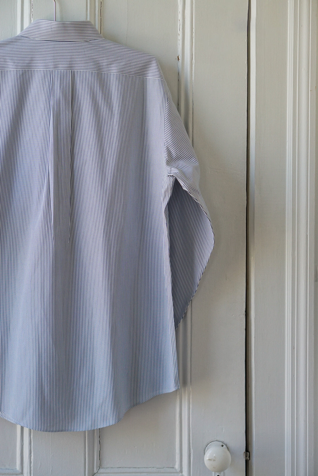 Pale Blue Fine Stripe Classic Cotton Poplin | Size M/L