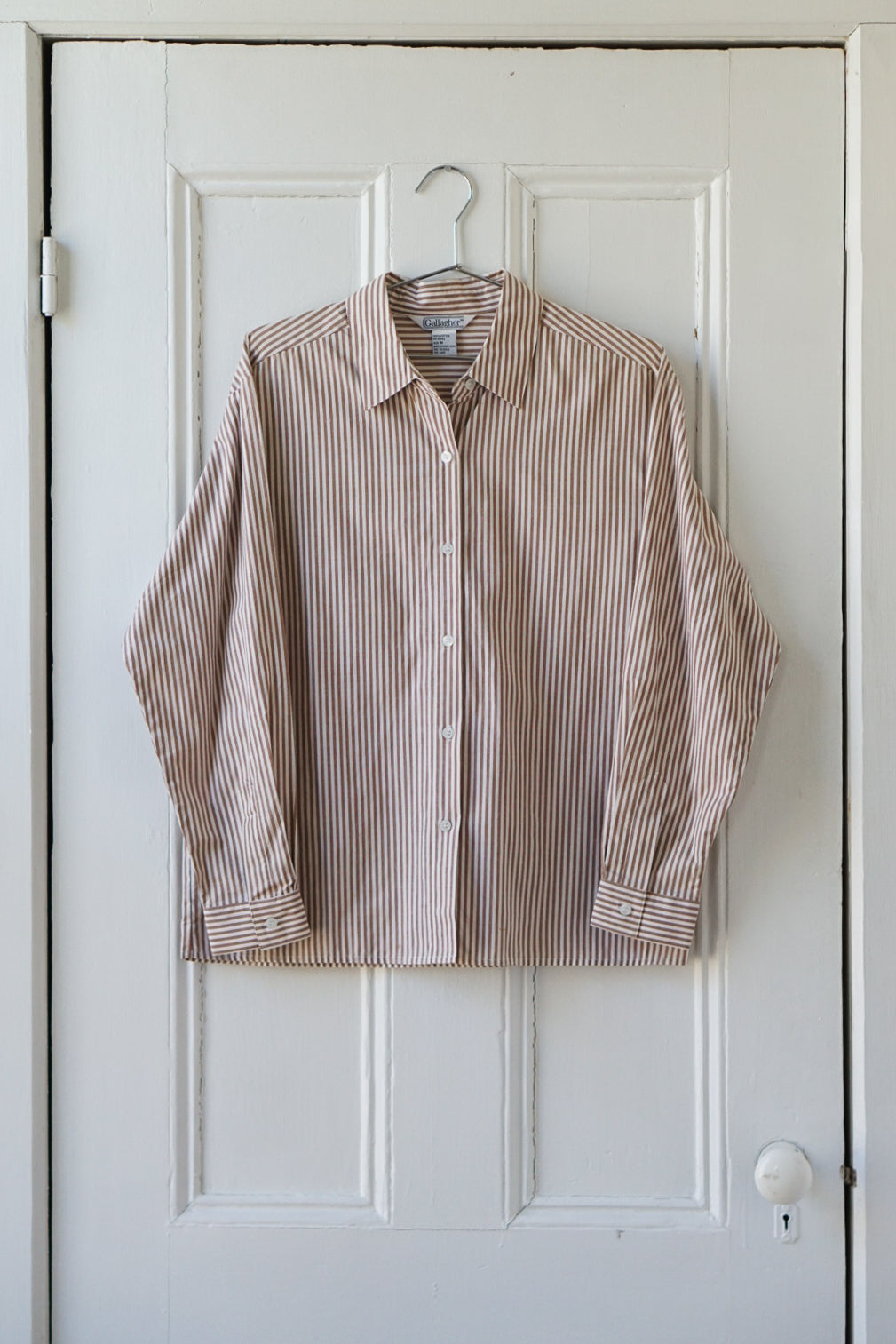 Nutmeg and White Striped Cotton Oxford | Size M