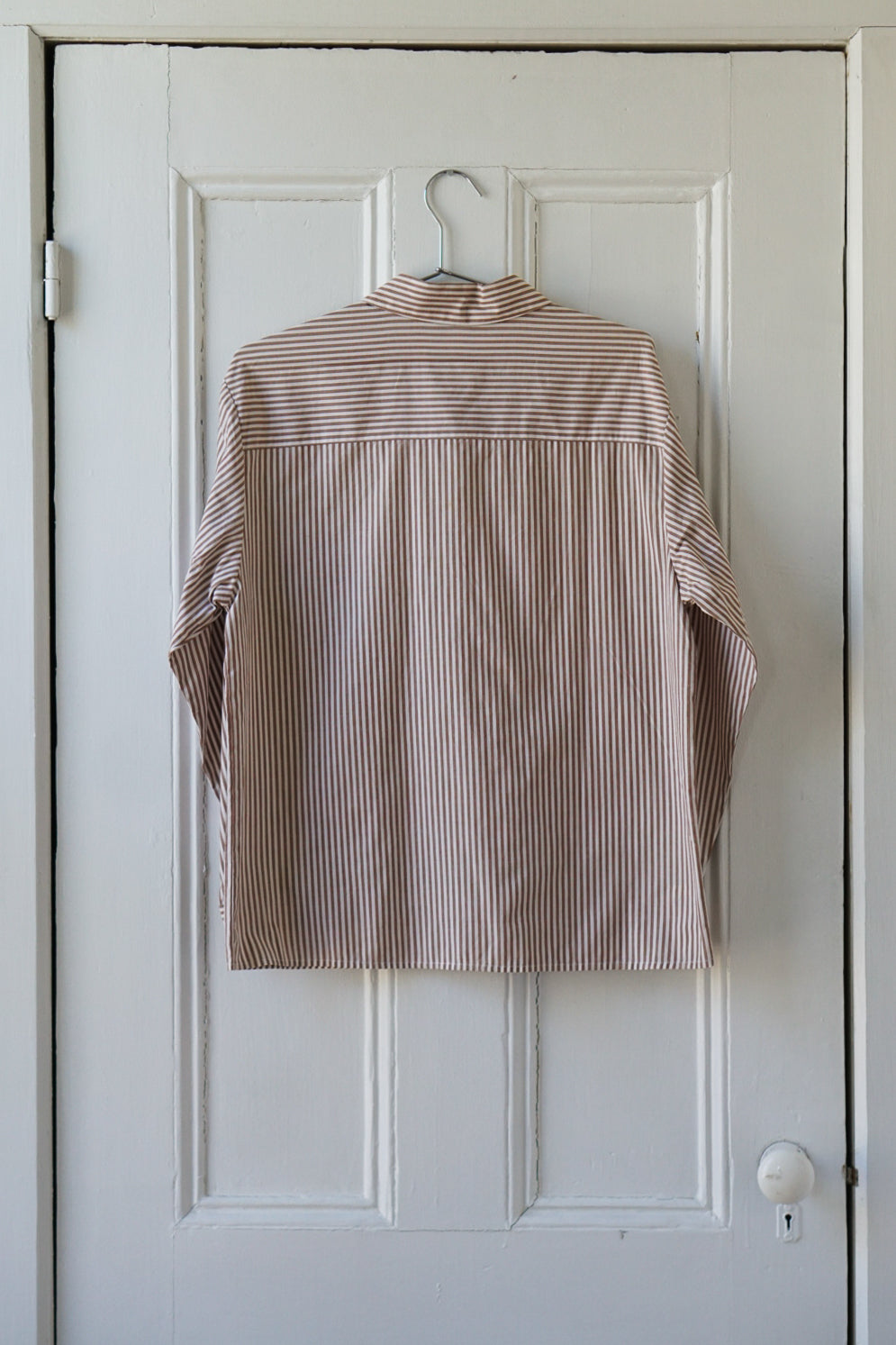 Nutmeg and White Striped Cotton Oxford | Size M