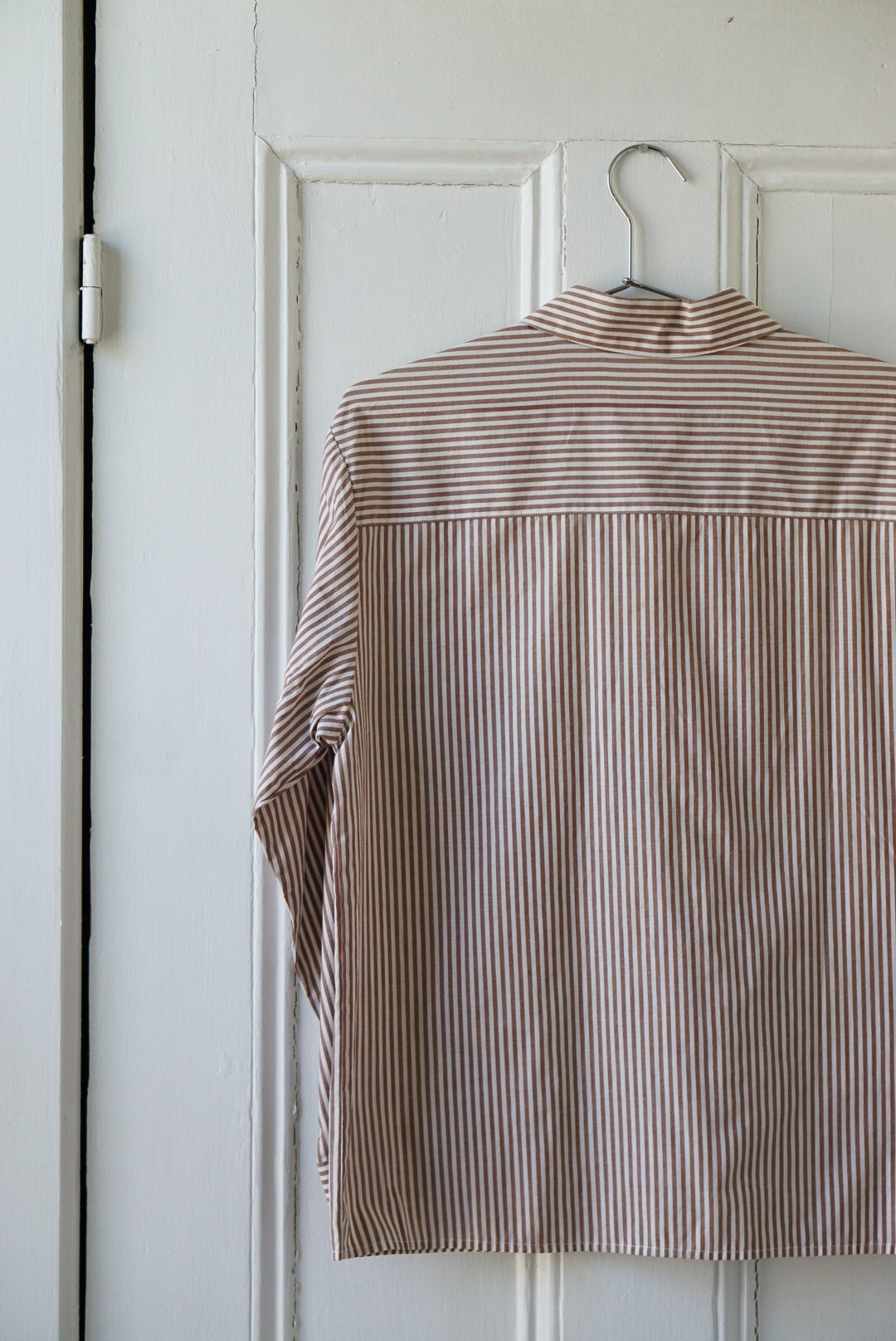 Nutmeg and White Striped Cotton Oxford | Size M
