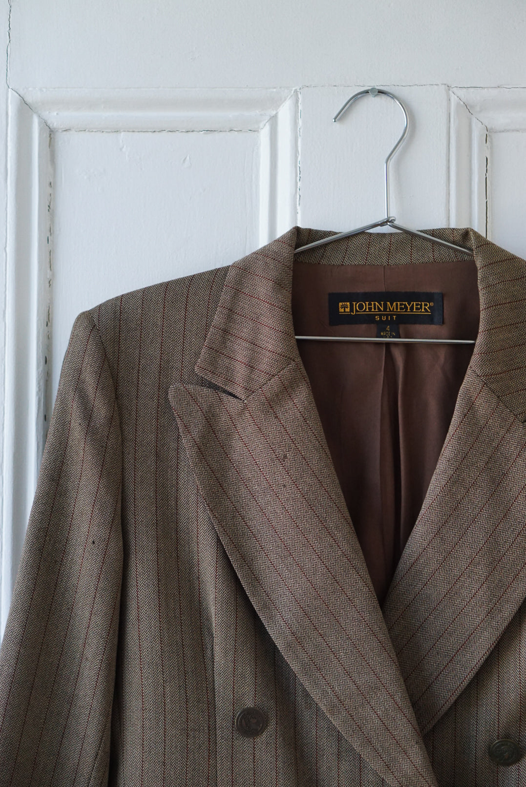 Ecru Striped Equestrian Wool Blazer | Size M