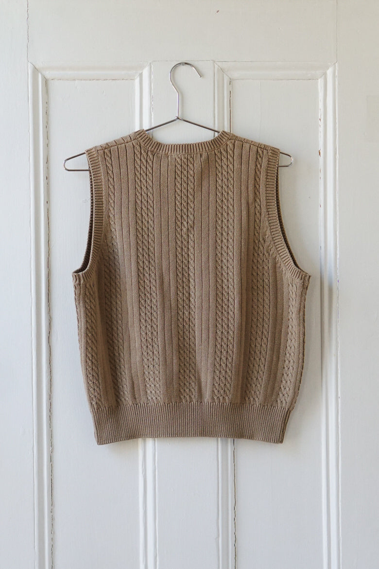 "Pebble Beach" Cable Knit Vest | Size S/M