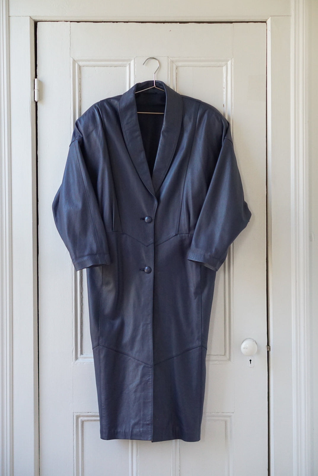 Fog Blue Leather Duster | Size M