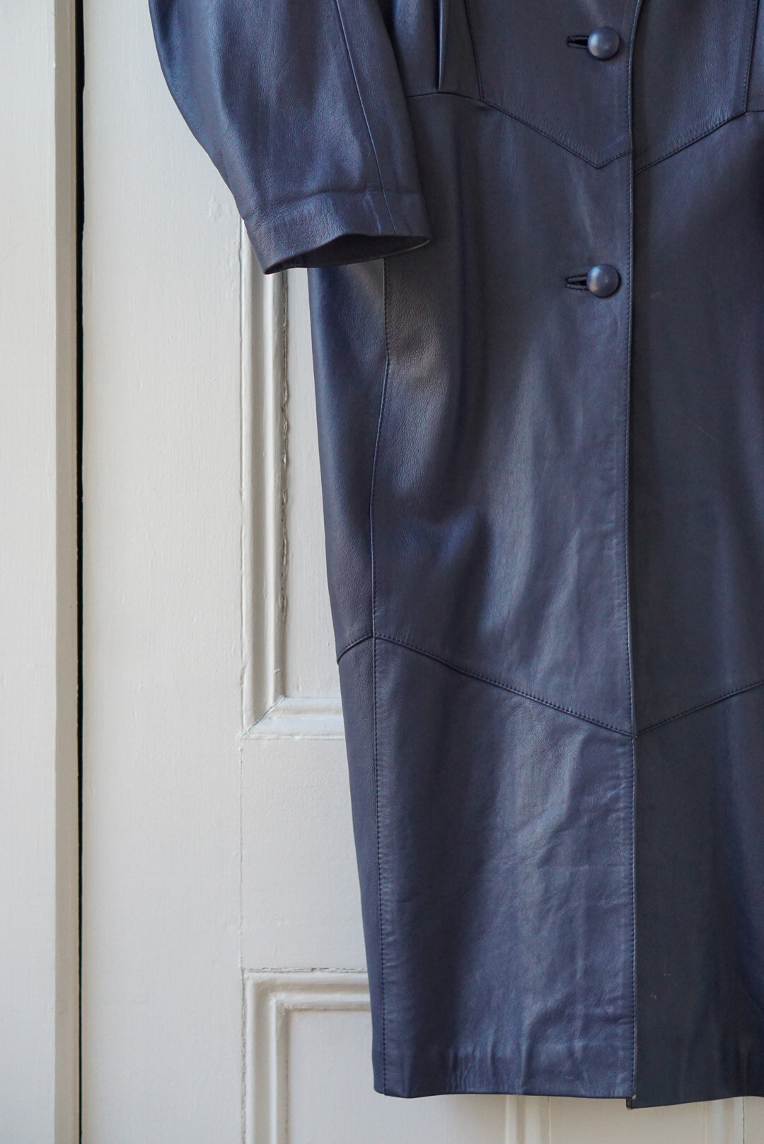 Fog Blue Leather Duster | Size M