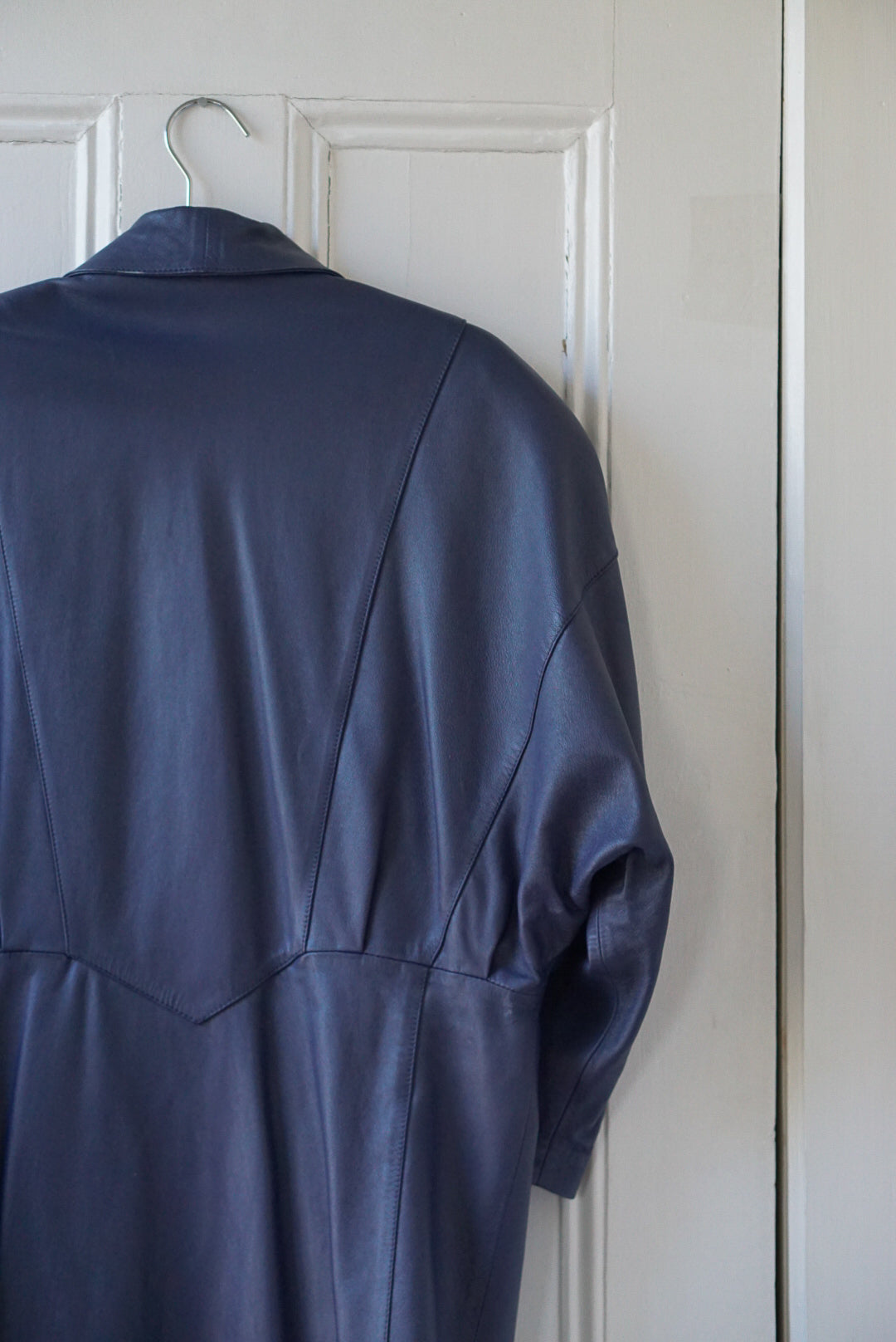 Fog Blue Leather Duster | Size M