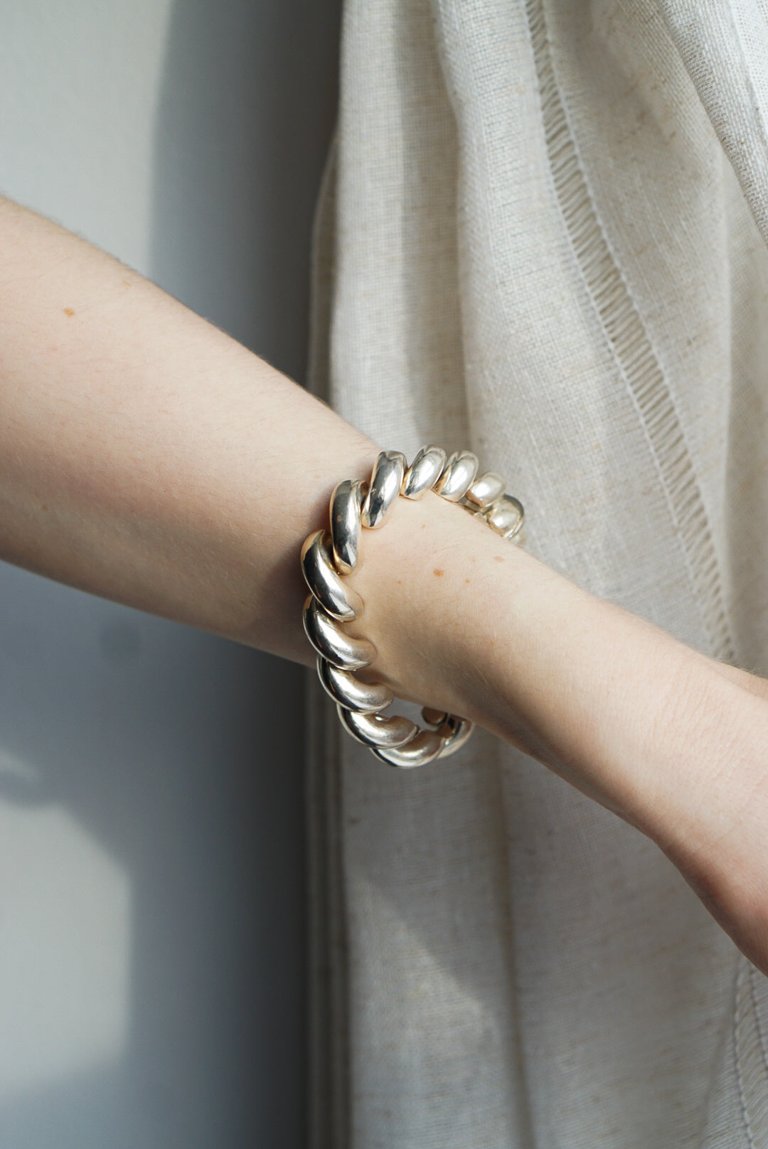 Italian Sterling Silver Sculptural Twist Bracelet