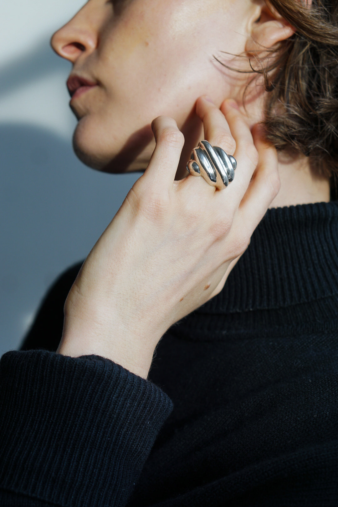 Modernist Sterling Silver Layered Dome Ring