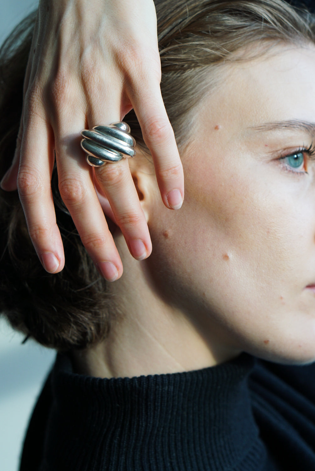 Modernist Sterling Silver Layered Dome Ring