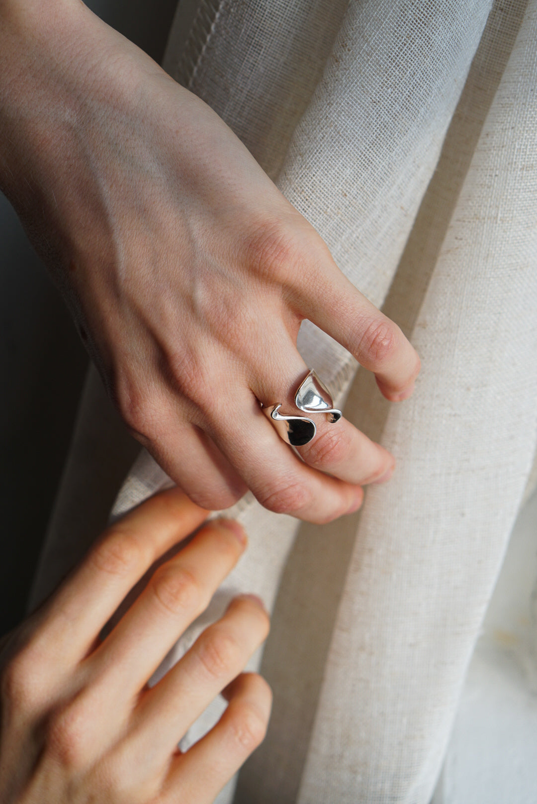 Modernist Sterling Silver Wave Ring