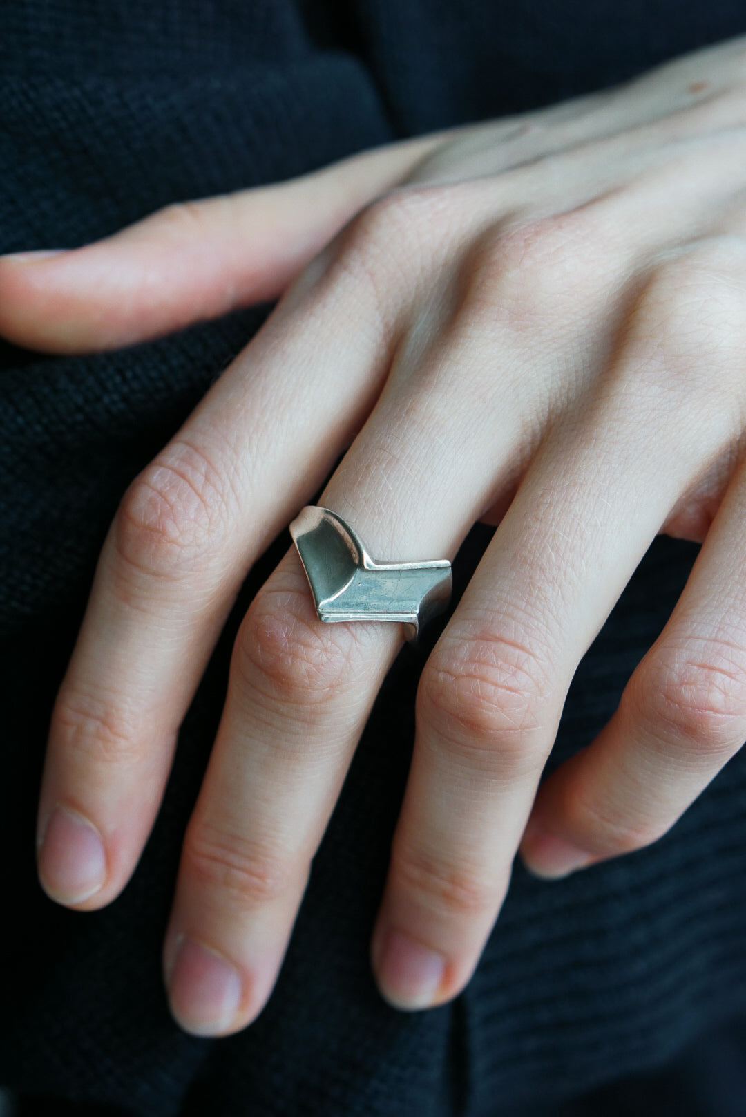 Sterling Silver Modernist Sculptural Band