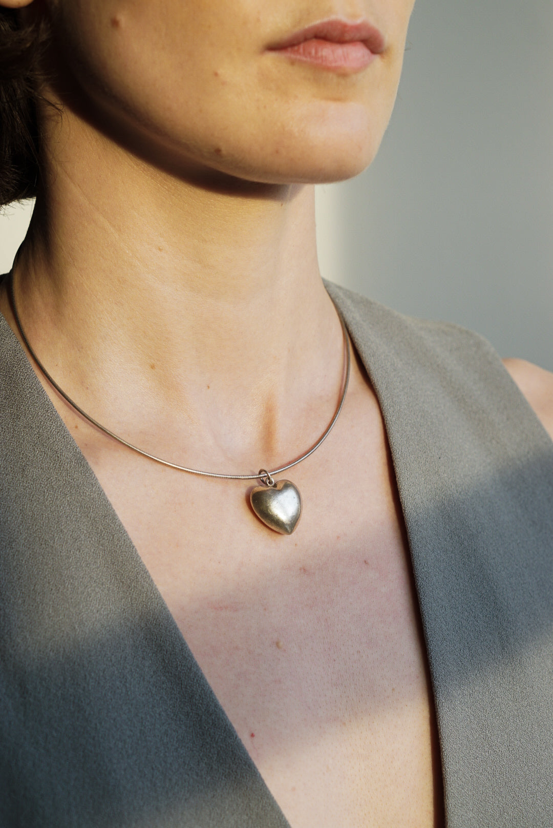 Sterling Silver Sculpted Heart Pendant Necklace