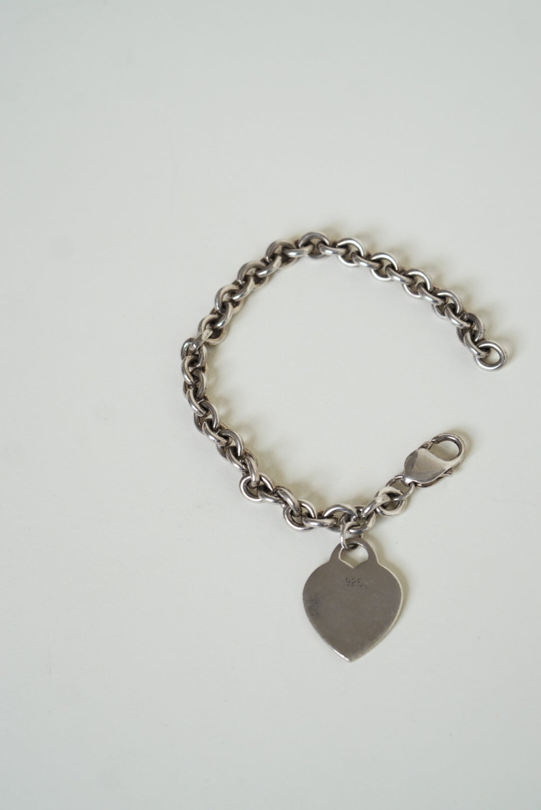 Sterling Silver Heart Tag Chain Bracelet
