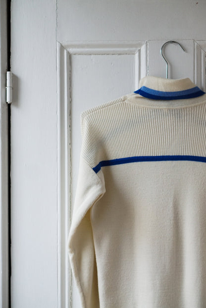 Blue Striped Ski Sweater | Size S/M