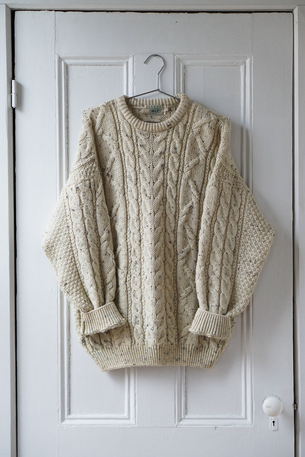 Speckled Cream Irish Wool Knit | Size L/XL