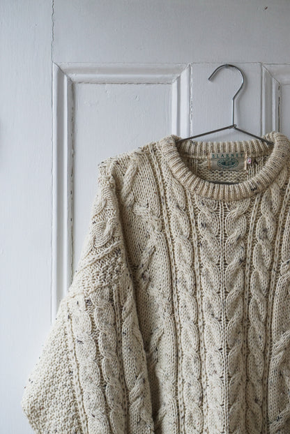 Speckled Cream Irish Wool Knit | Size L/XL