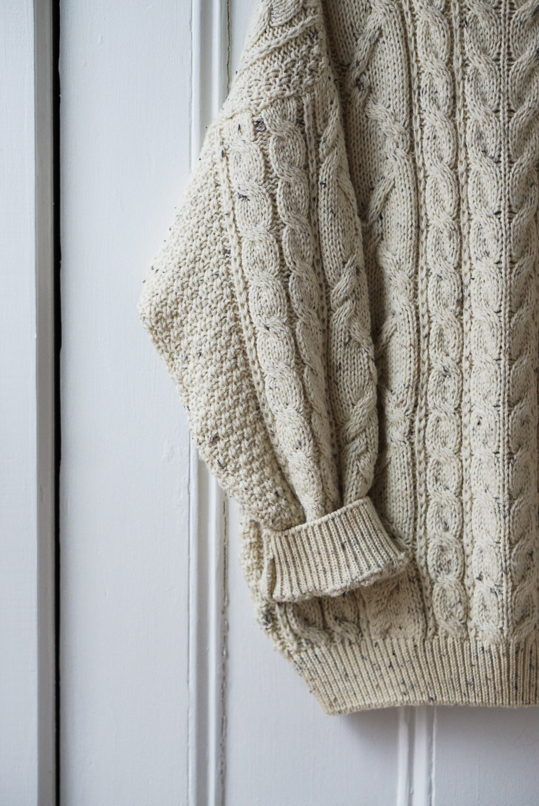 Speckled Cream Irish Wool Knit | Size L/XL