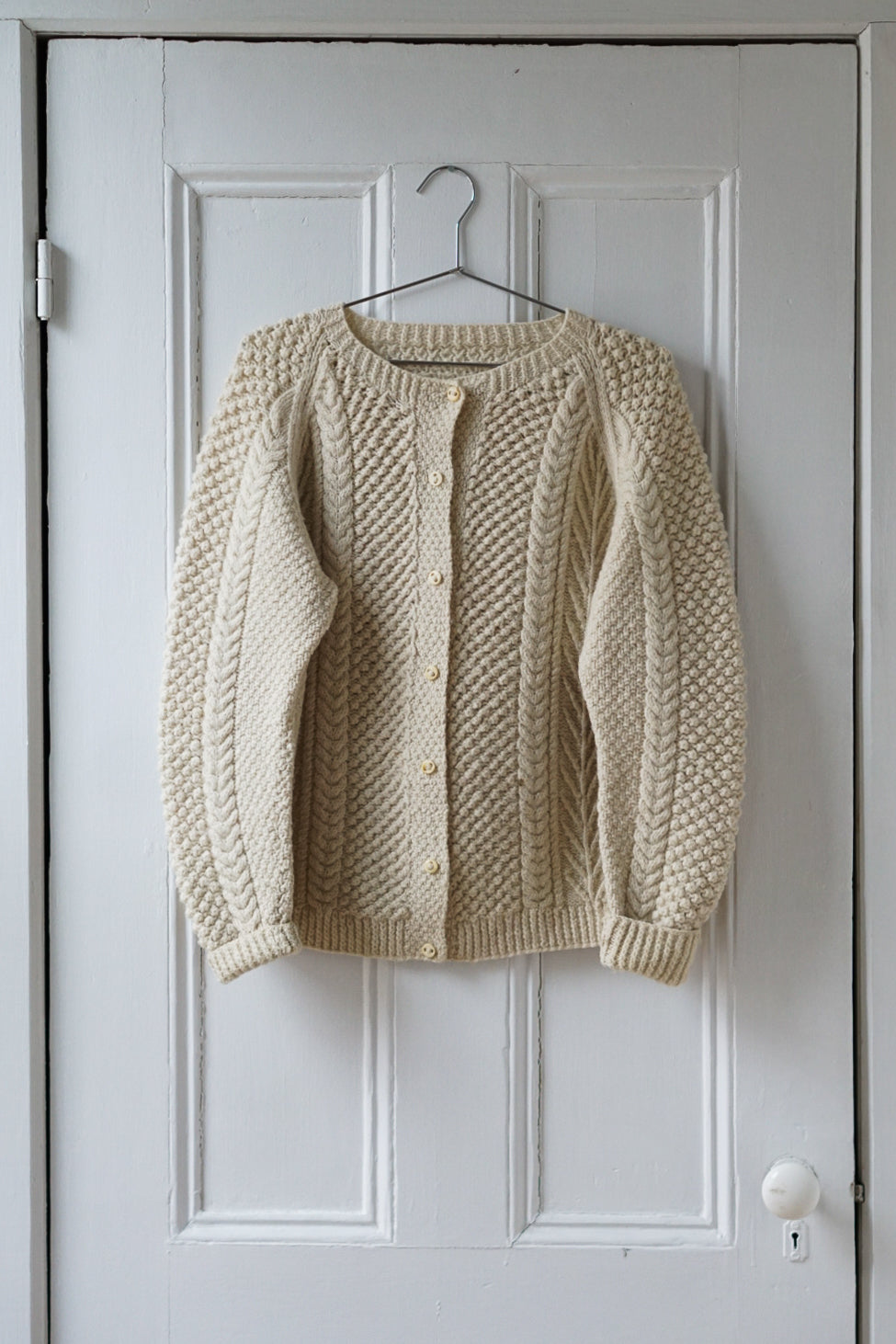 Cream Cable Knit Fisherman Cardigan | Size M/L