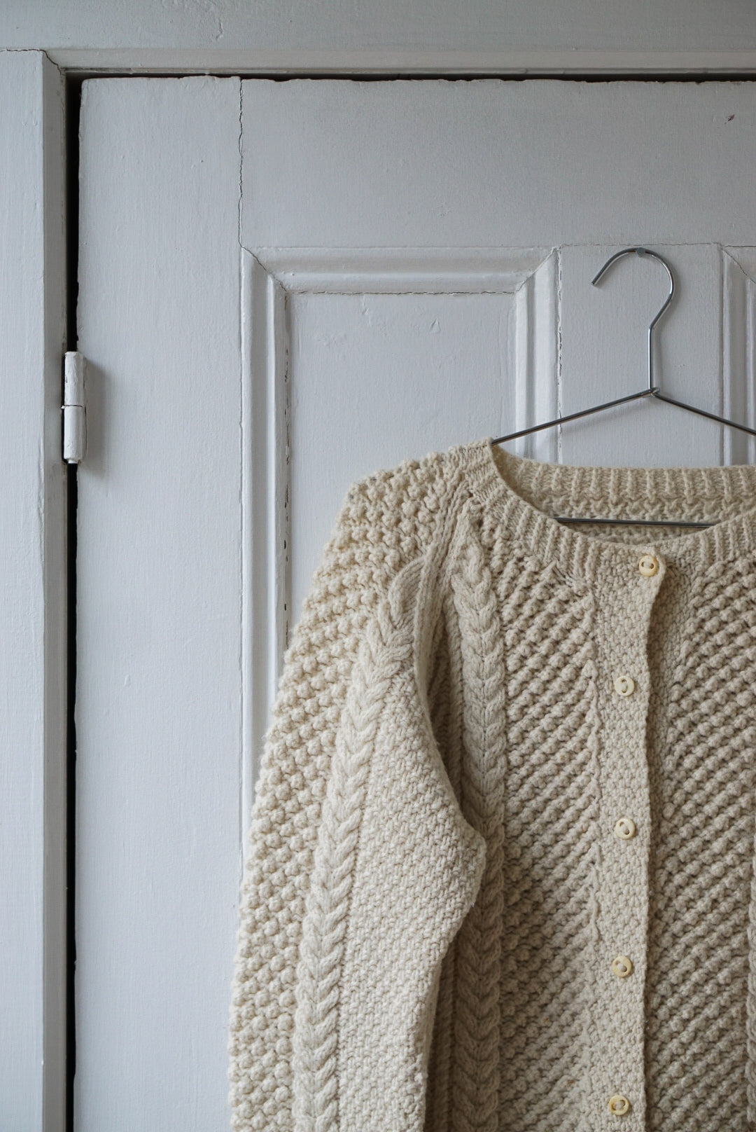 Cream Cable Knit Fisherman Cardigan | Size M/L