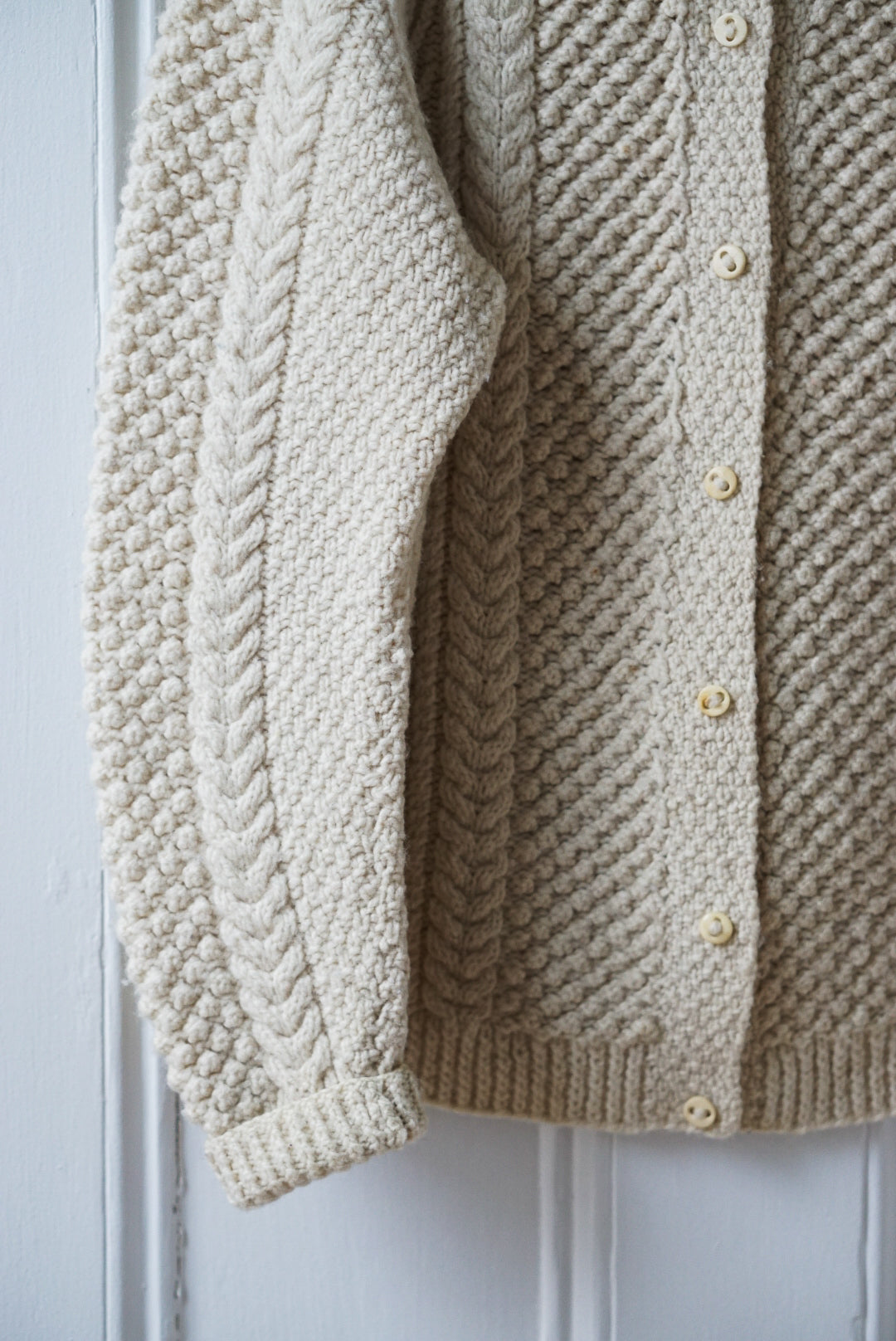 Cream Cable Knit Fisherman Cardigan | Size M/L