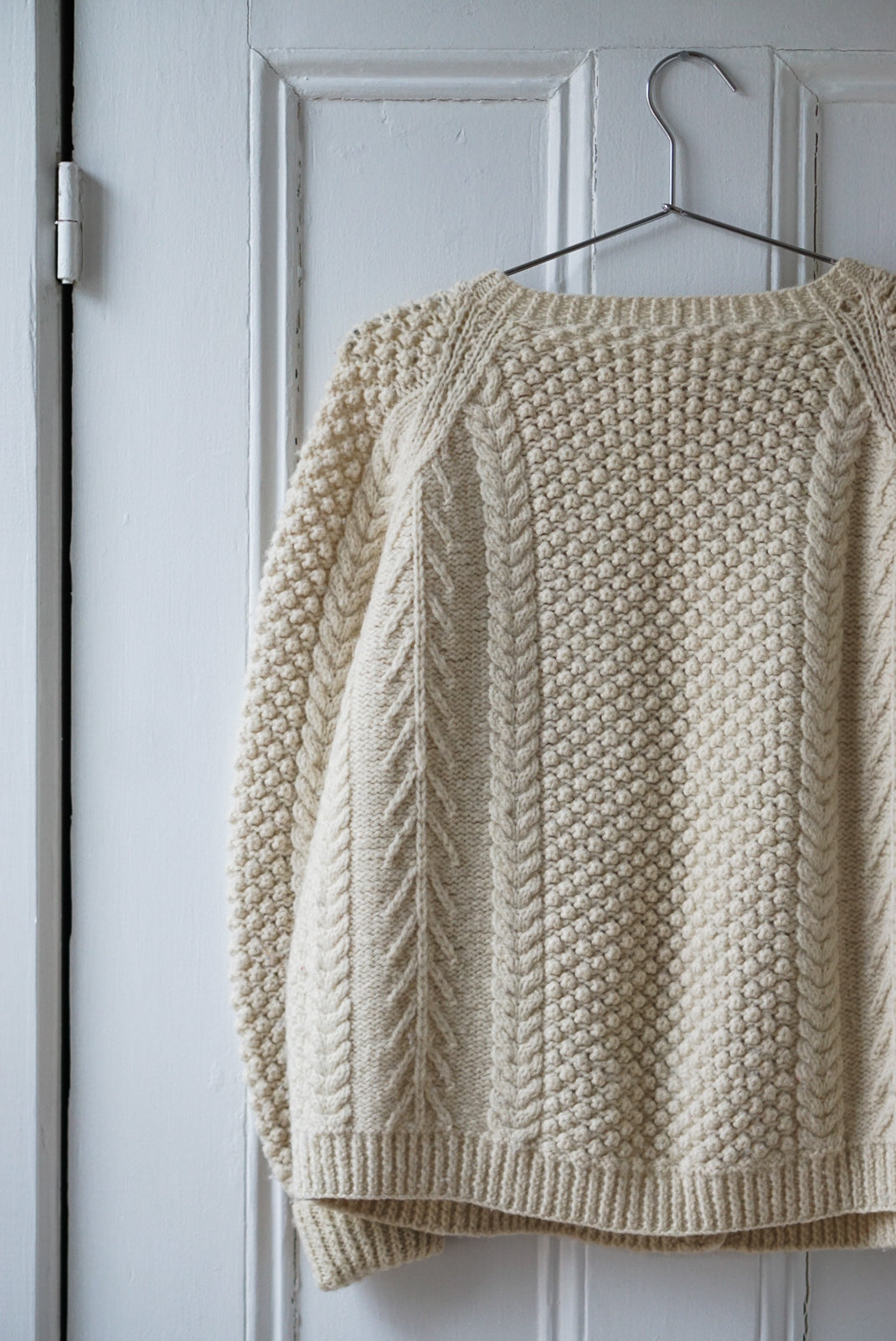 Cream Cable Knit Fisherman Cardigan | Size M/L