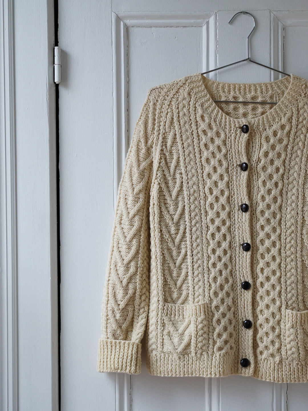 Cream Cable Knit Pocket Cardigan | Size M