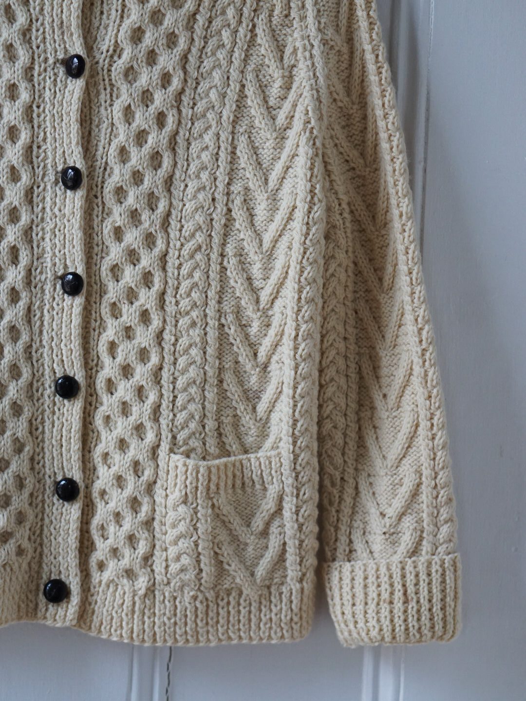 Cream Cable Knit Pocket Cardigan | Size M