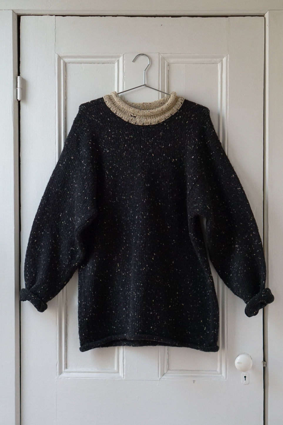 Black Speckled Irish Tweed Knit | Size L/XL