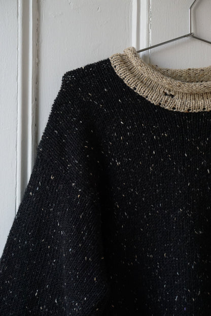 Black Speckled Irish Tweed Knit | Size L/XL