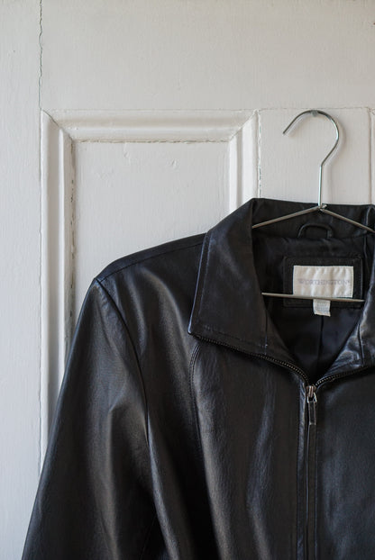 Black Leather Mini Belted Trench | Size S/M