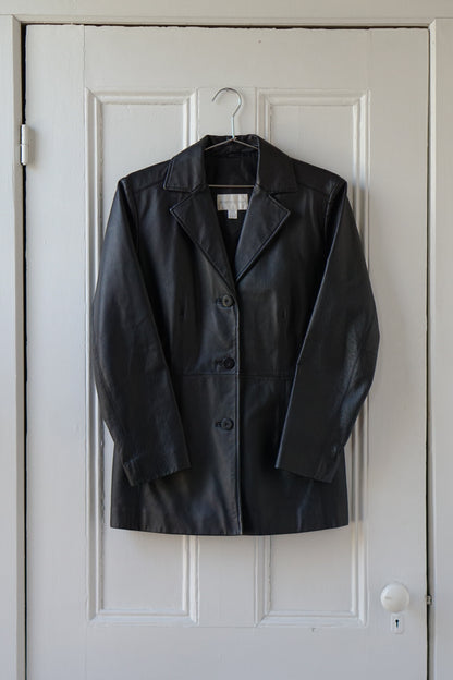 Black Classic Leather Jacket | Size M