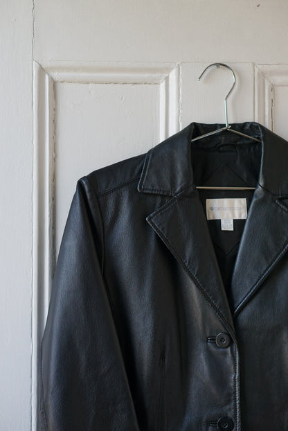 Black Classic Leather Jacket | Size M