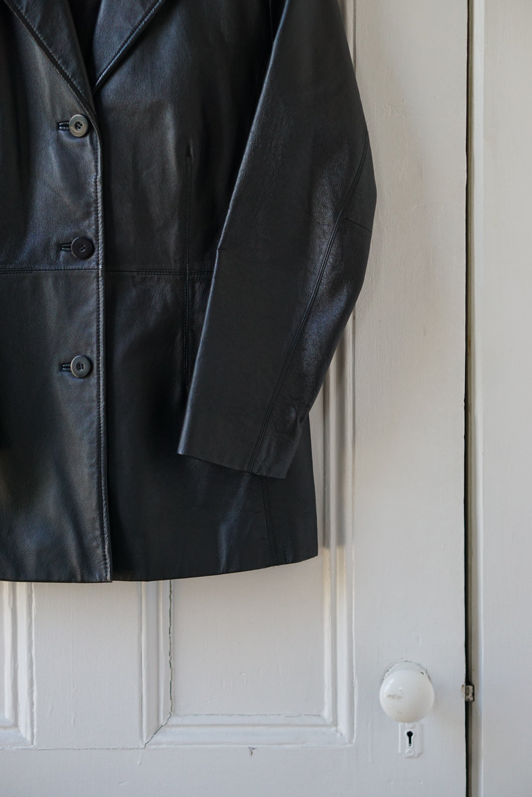 Black Classic Leather Jacket | Size M