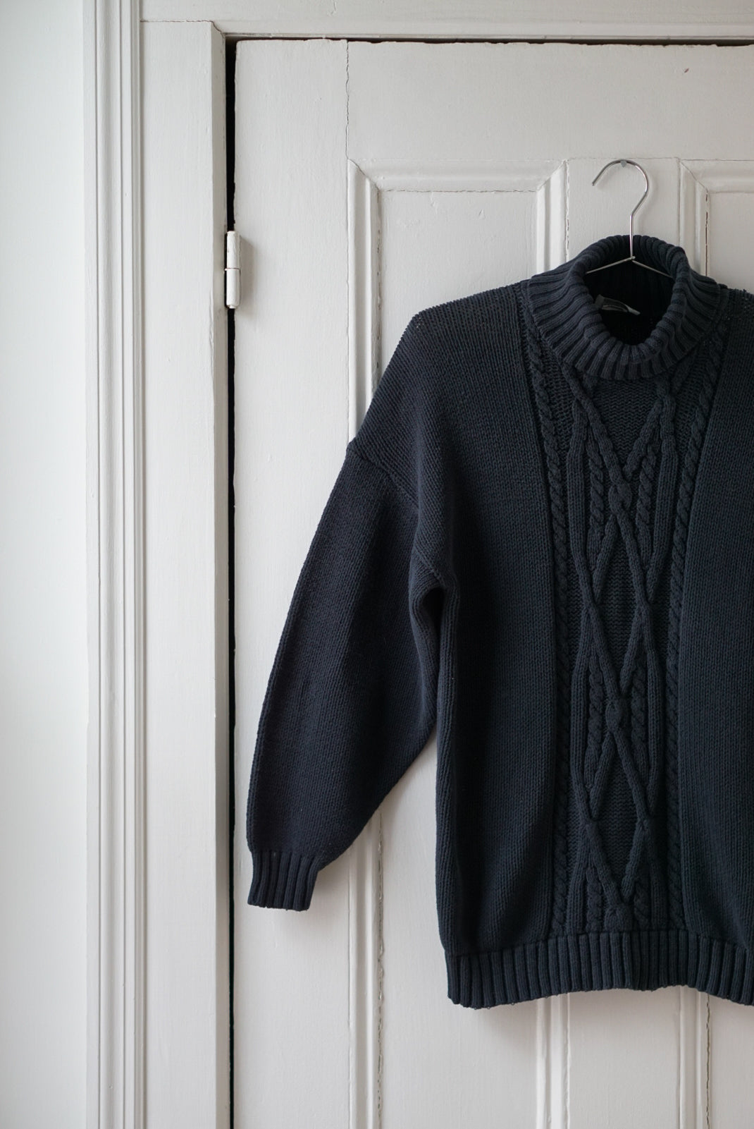 Black Cotton Knit Turtleneck | Size M