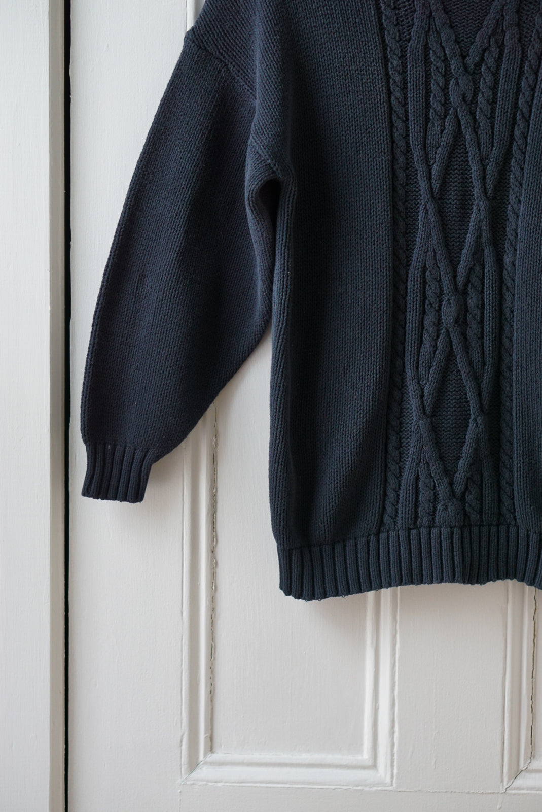 Black Cotton Knit Turtleneck | Size M