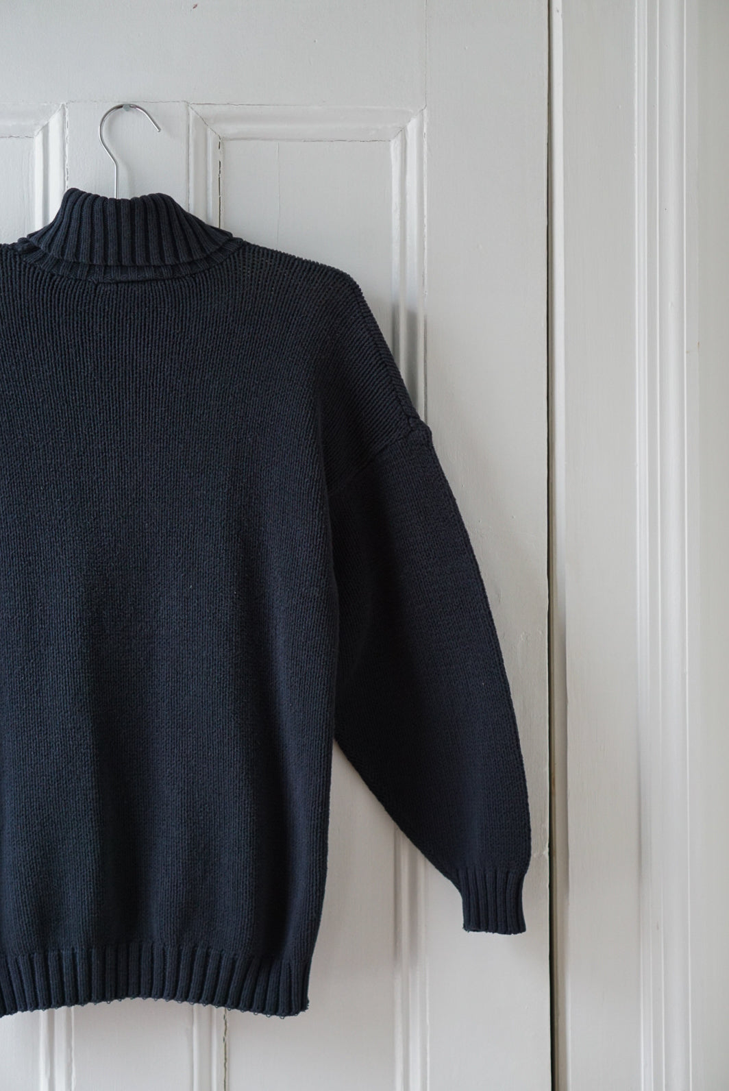 Black Cotton Knit Turtleneck | Size M