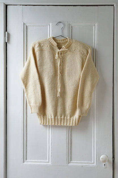 Cream Tie Neck Wool Sweater | Size S