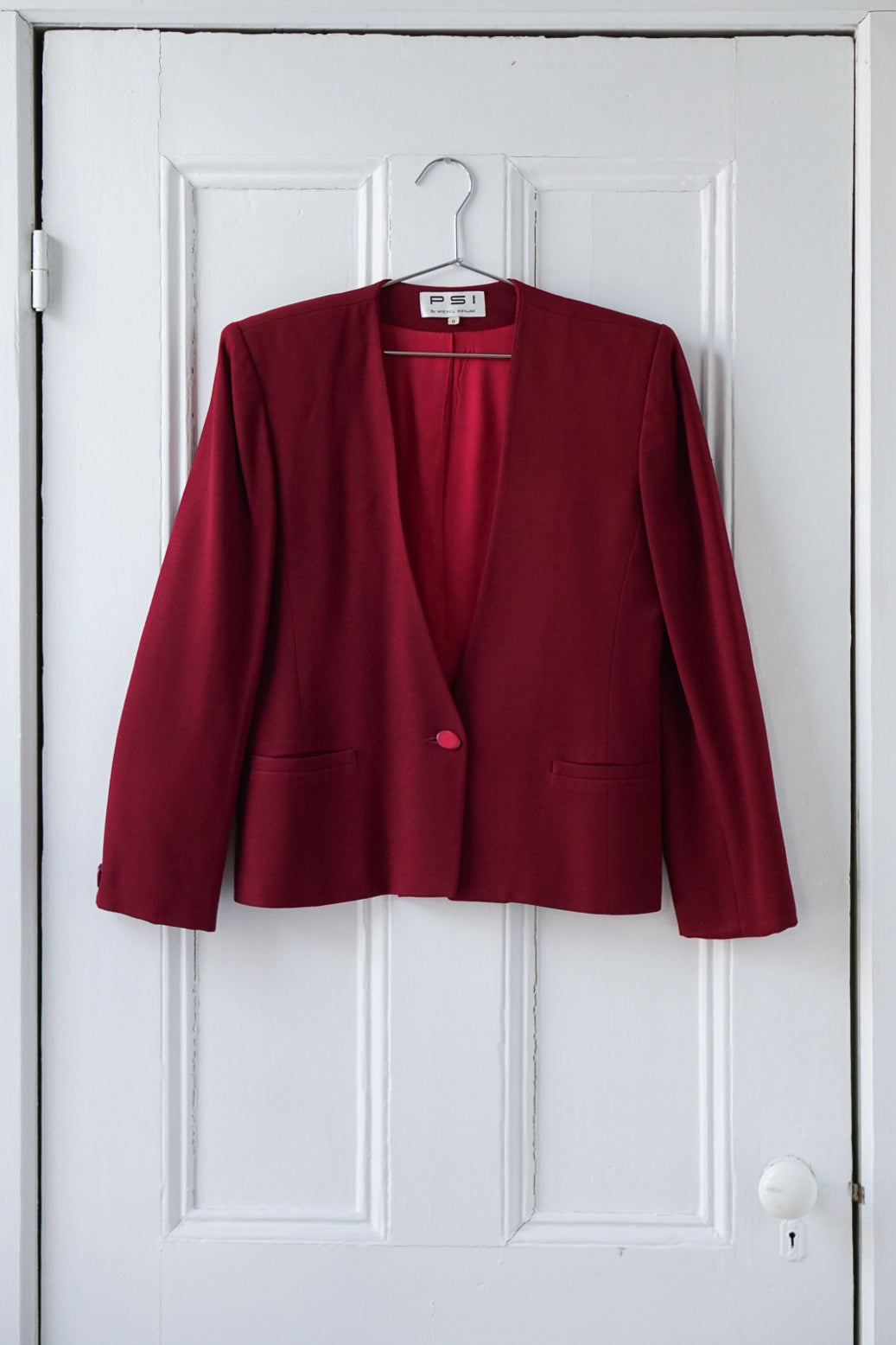 Cherry Red Structured Wool Blazer | Size S