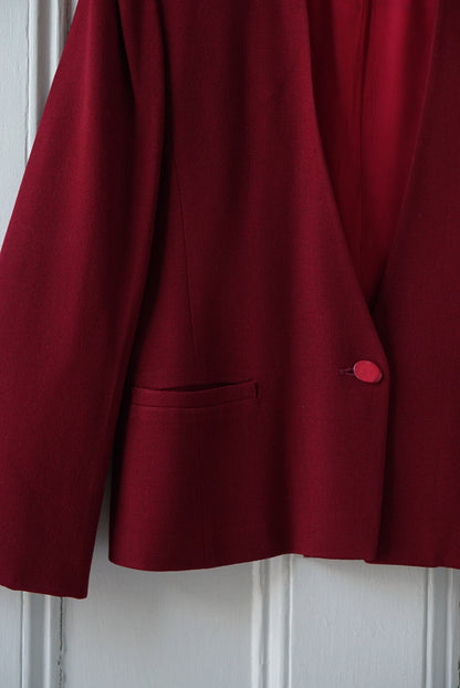 Cherry Red Structured Wool Blazer | Size S