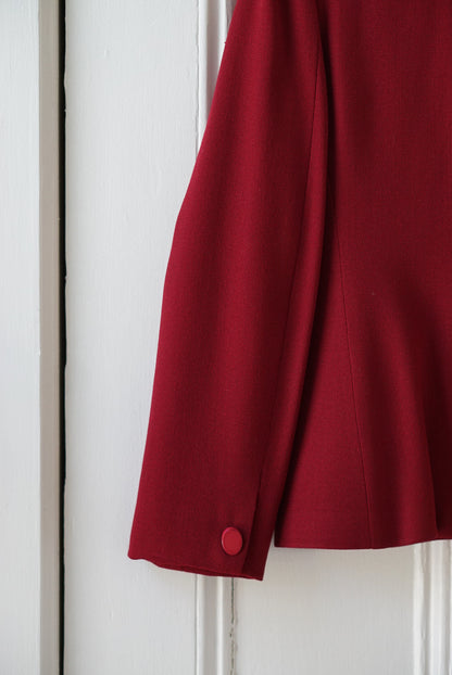 Cherry Red Structured Wool Blazer | Size S