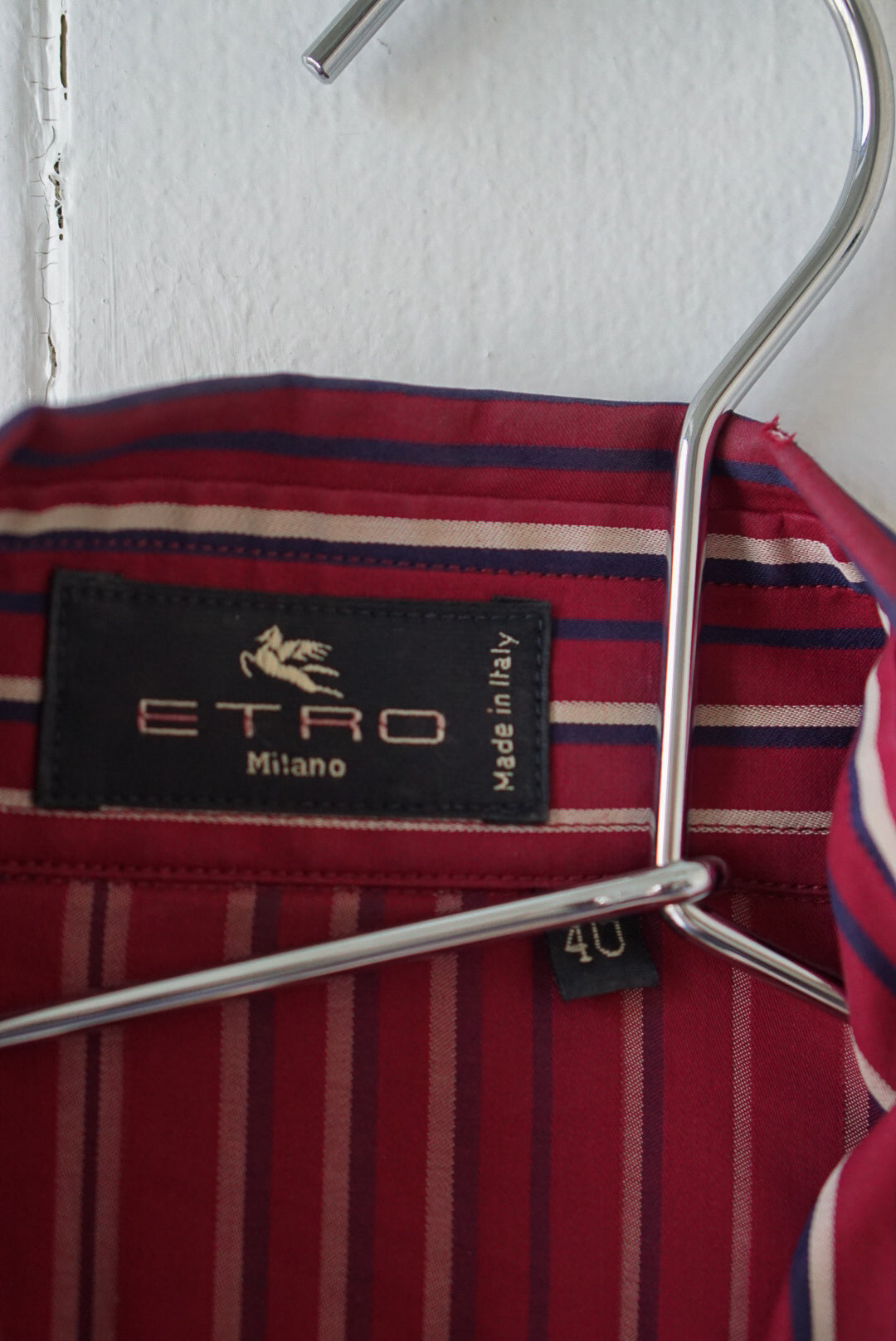 Currant Red and Navy Striped Blouse | Size XS/S