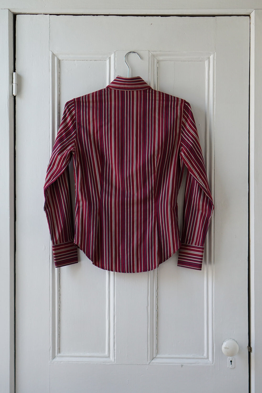 Currant Red and Navy Striped Blouse | Size XS/S