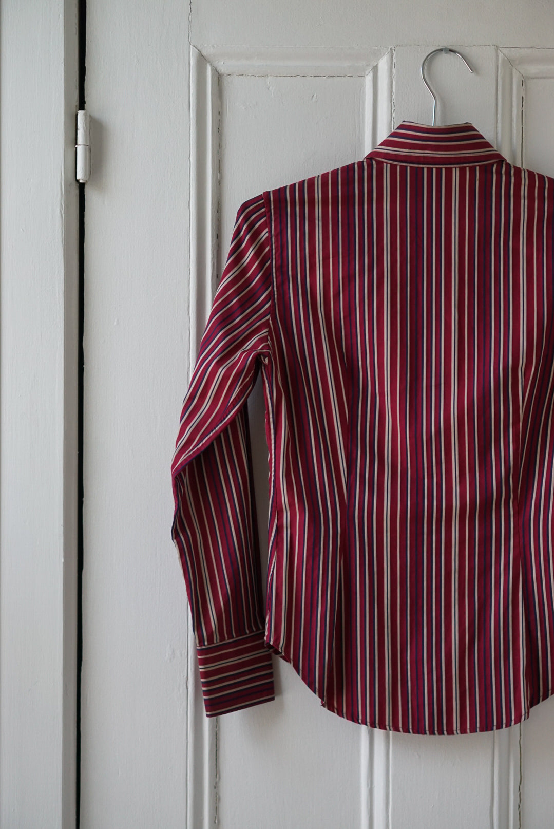 Currant Red and Navy Striped Blouse | Size XS/S