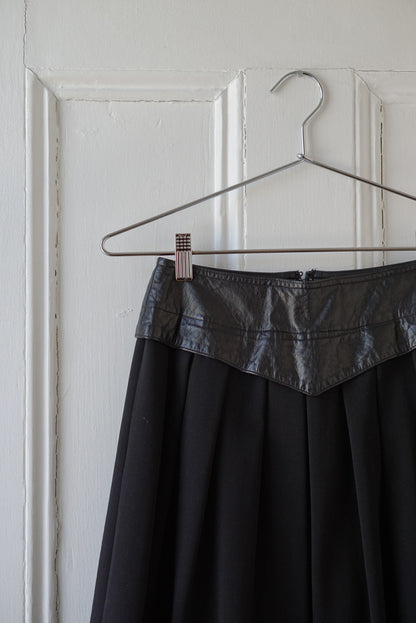 Pure Wool Black Midi Skirt | Size XS/S